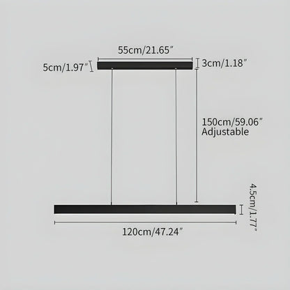 Lineaire hanglamp LED aluminium zwart kookeiland eettafel kantoor moderne plafondverlichting minimalistische hanglamp