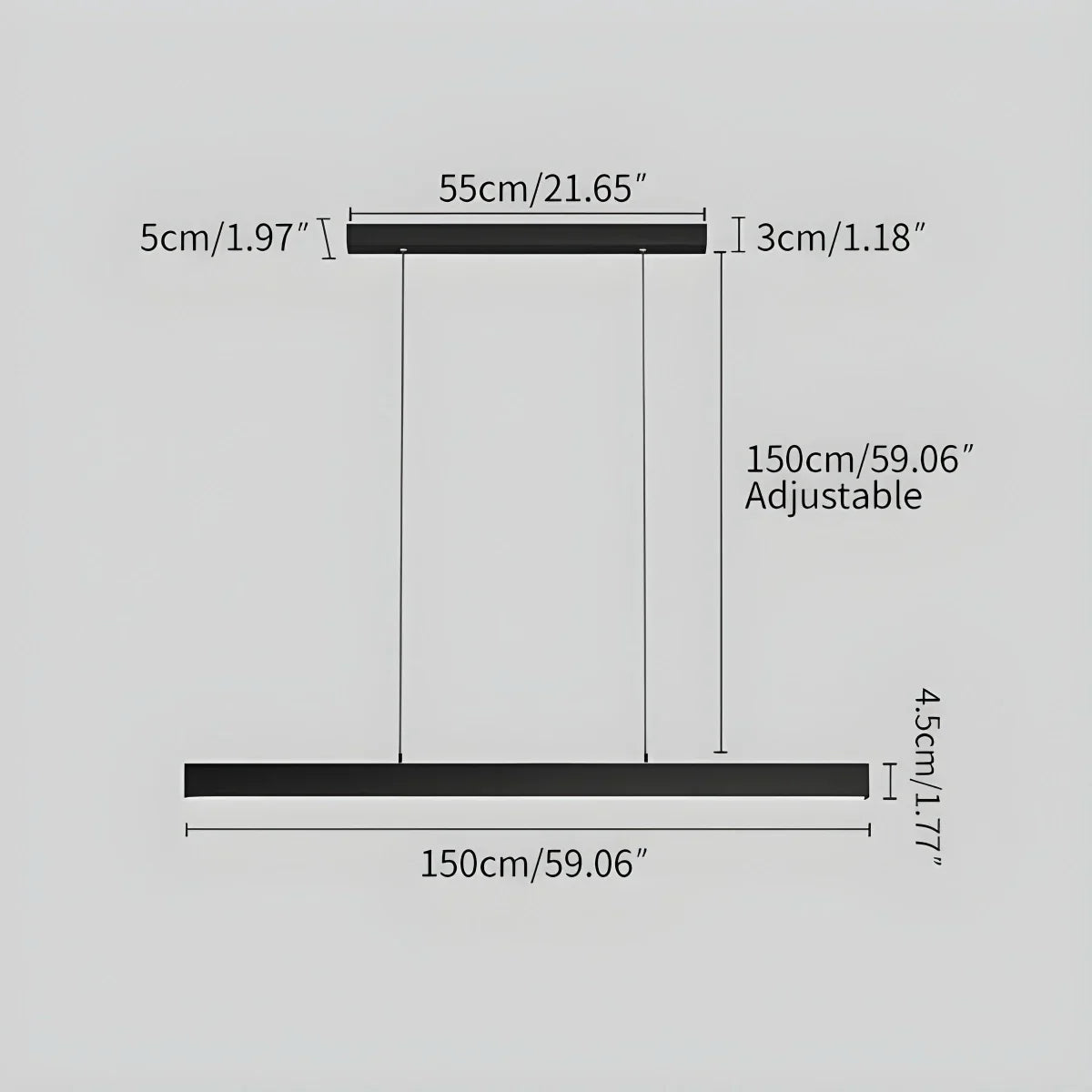 Lineaire hanglamp LED aluminium zwart kookeiland eettafel kantoor moderne plafondverlichting minimalistische hanglamp