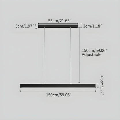 Lineaire hanglamp LED aluminium zwart kookeiland eettafel kantoor moderne plafondverlichting minimalistische hanglamp