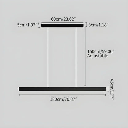 Lineaire hanglamp LED aluminium zwart kookeiland eettafel kantoor moderne plafondverlichting minimalistische hanglamp