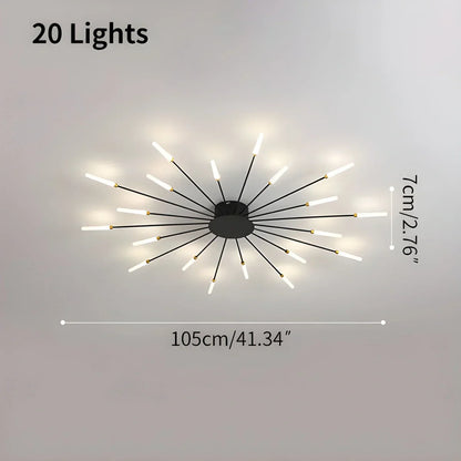 LED Plafondlamp Metaal 20-42 Lichtpunten Zwart Goud Woonkamer Eetkamer Stervorm Design Dimbaar Moderne Verlichting Grote Ruimtes