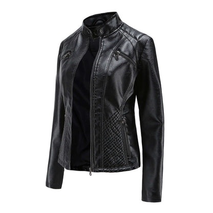 Dames Leren Jas Elegante Klassieke Stijl