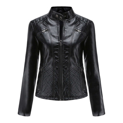 Dames Leren Jas Elegante Klassieke Stijl