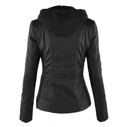 Dames Lederjas Waterdicht met Afneembare Capuchon