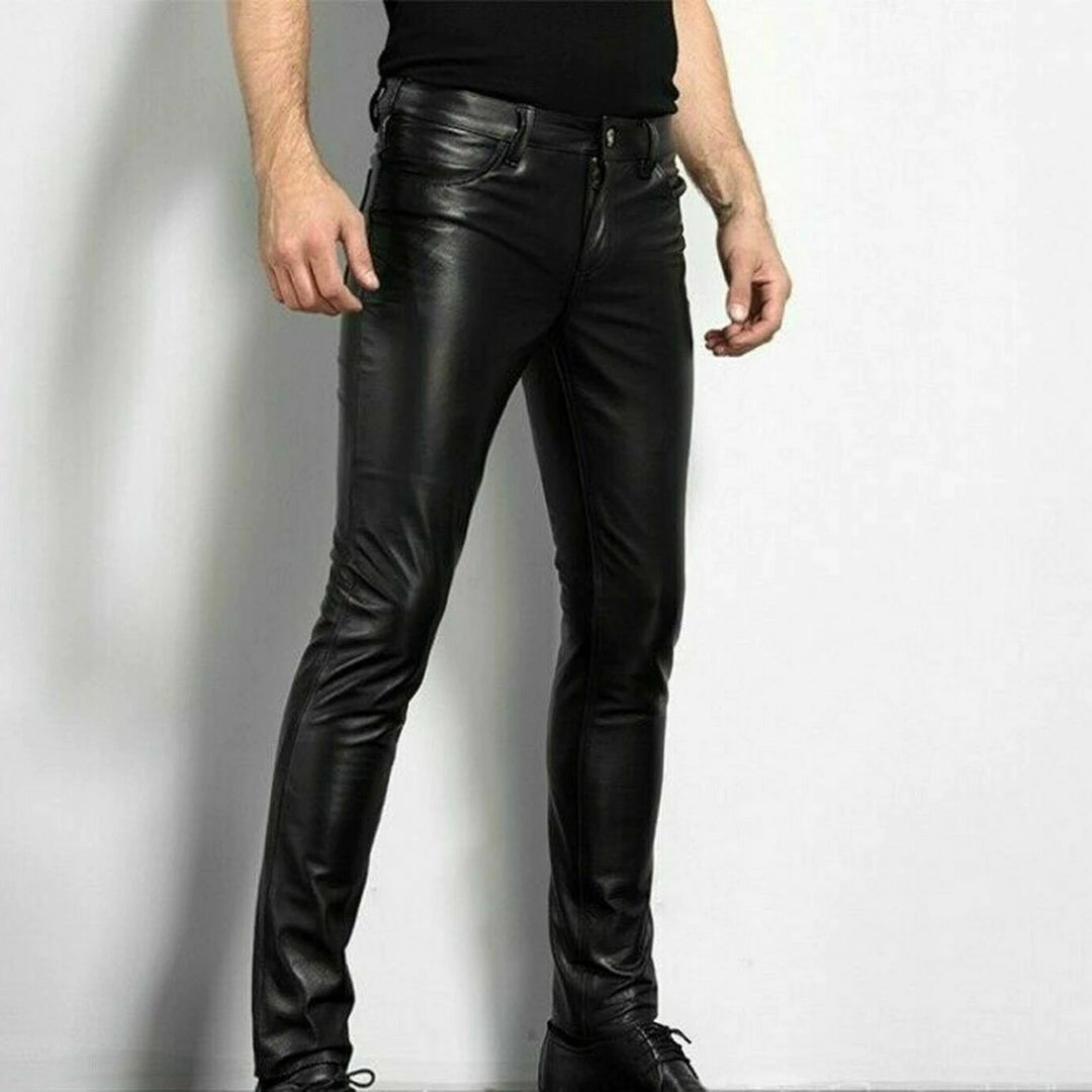 Heren Broek Imitatieleer Slim Fit Stijlvol Design - StudioMarella