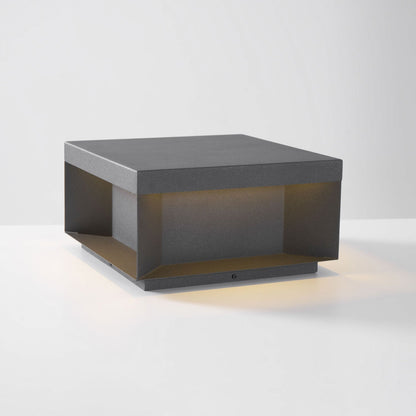 Buiten Tuinlamp Vierkant — Waterdicht IP65 Sokkel Verlichting Zwart Metaal & Matglas — 20×20×10 cm / 30×30×15 cm / 40×40×20 cm / 50×50×35 cm — Solarpaneel of Netaansluiting — 3000K/4000K/6000K — Oprit, Terras, Pad & Hek