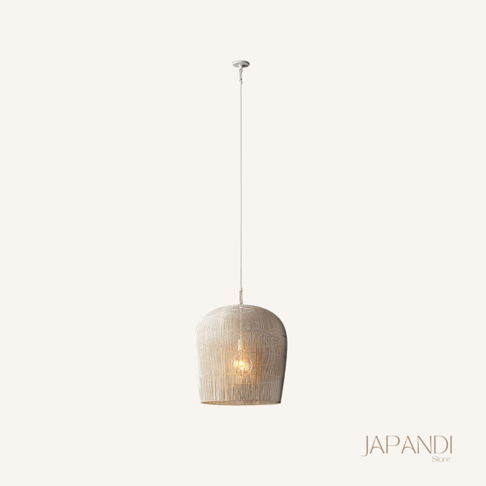 Japandi Rotan Hanglamp Handgeweven Wit Zwart Rond 31cm tot 61cm Eetkamer Woonkamer