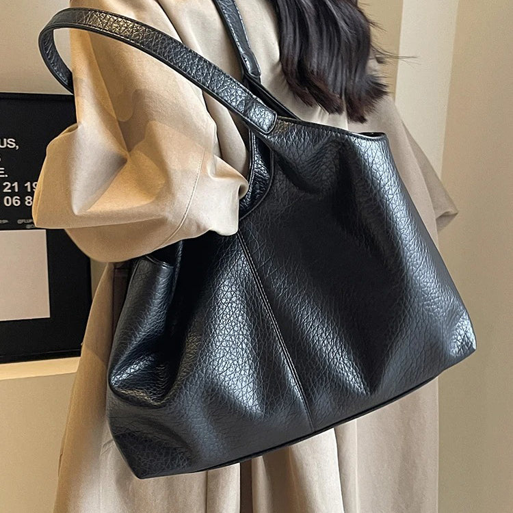 Vegan Schoudertas Dames Leren Look Ruim Tote Tas