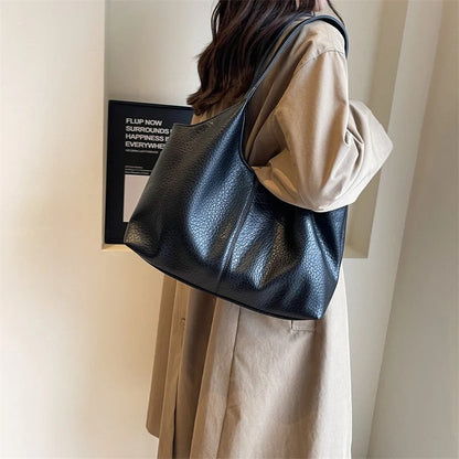 Vegan Schoudertas Dames Leren Look Ruim Tote Tas