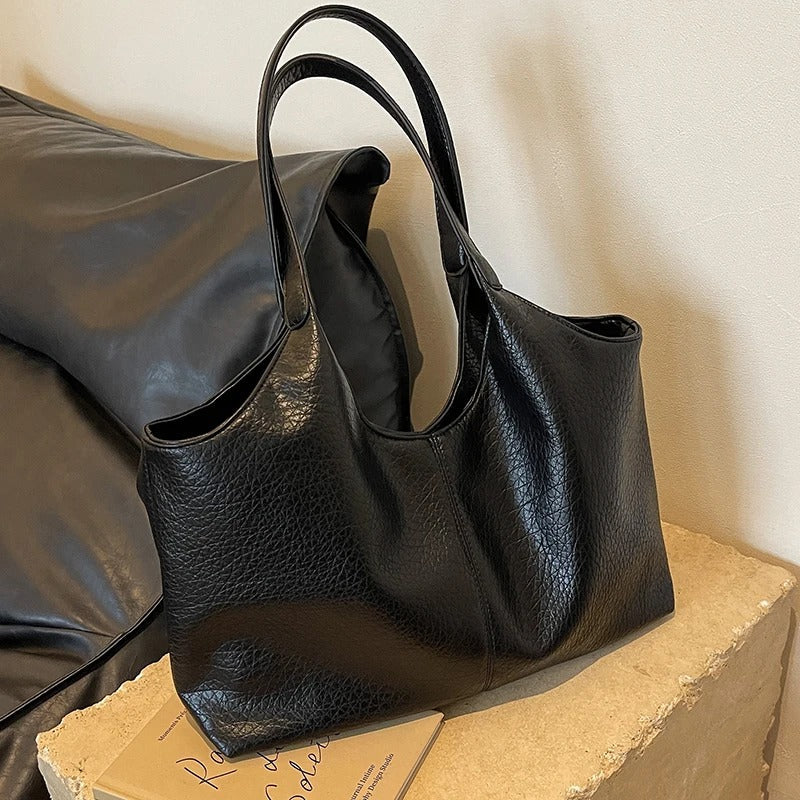 Vegan Schoudertas Dames Leren Look Ruim Tote Tas