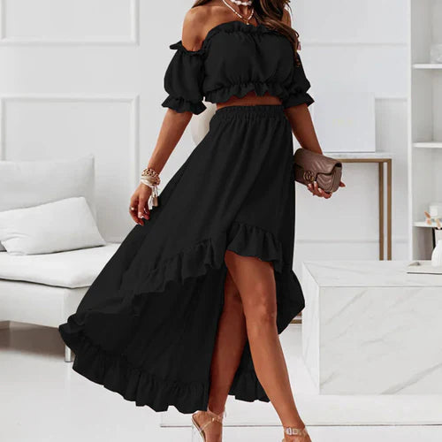 Vrouwen Zomerjurk Ruches Elegant Jurkset - StudioMarella