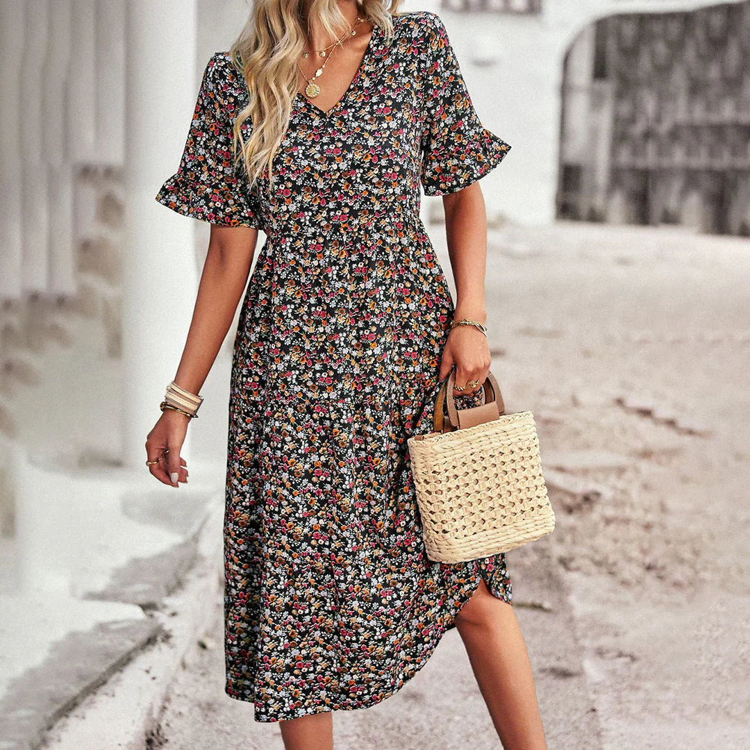 Vrouwelijke Zomerjurk Bloemendesign Casual