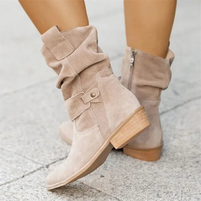 Suède Slouchy Laarzen voor Dames | Western-Geïnspireerd Mid-Calf Design