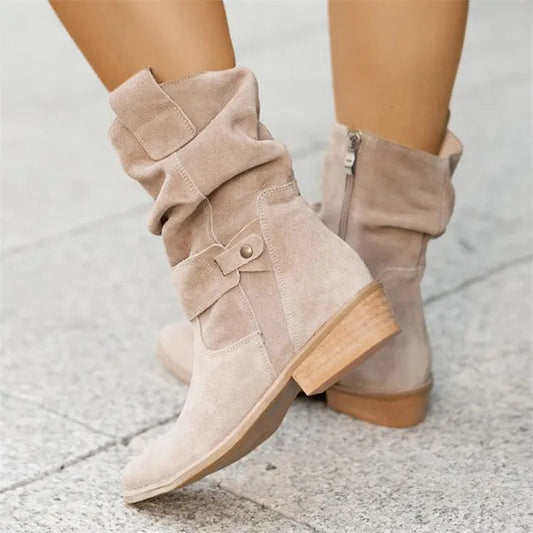 Suède Slouchy Laarzen voor Dames | Western-Geïnspireerd Mid-Calf Design