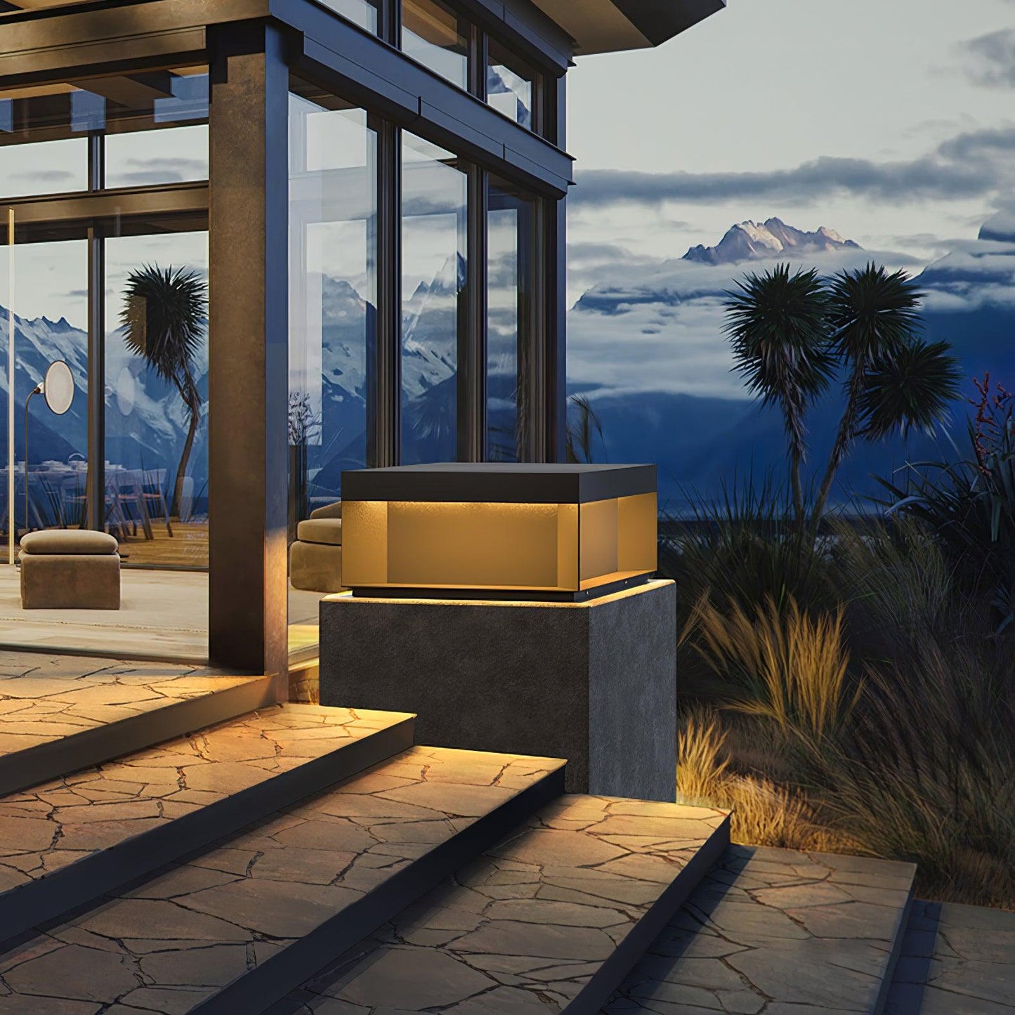 Solar Tuinpaal Verlichting Modern IP65 Zwart Aluminium Wegverlichting Waterdicht voor Tuin Oprit Terras