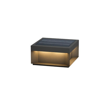 Buiten Tuinlamp Vierkant — Waterdicht IP65 Sokkel Verlichting Zwart Metaal & Matglas — 20×20×10 cm / 30×30×15 cm / 40×40×20 cm / 50×50×35 cm — Solarpaneel of Netaansluiting — 3000K/4000K/6000K — Oprit, Terras, Pad & Hek