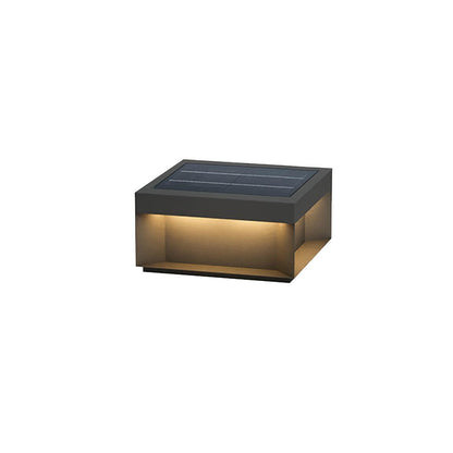 Buiten Tuinlamp Vierkant — Waterdicht IP65 Sokkel Verlichting Zwart Metaal & Matglas — 20×20×10 cm / 30×30×15 cm / 40×40×20 cm / 50×50×35 cm — Solarpaneel of Netaansluiting — 3000K/4000K/6000K — Oprit, Terras, Pad & Hek