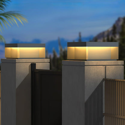 Buiten Tuinlamp Vierkant — Waterdicht IP65 Sokkel Verlichting Zwart Metaal & Matglas — 20×20×10 cm / 30×30×15 cm / 40×40×20 cm / 50×50×35 cm — Solarpaneel of Netaansluiting — 3000K/4000K/6000K — Oprit, Terras, Pad & Hek