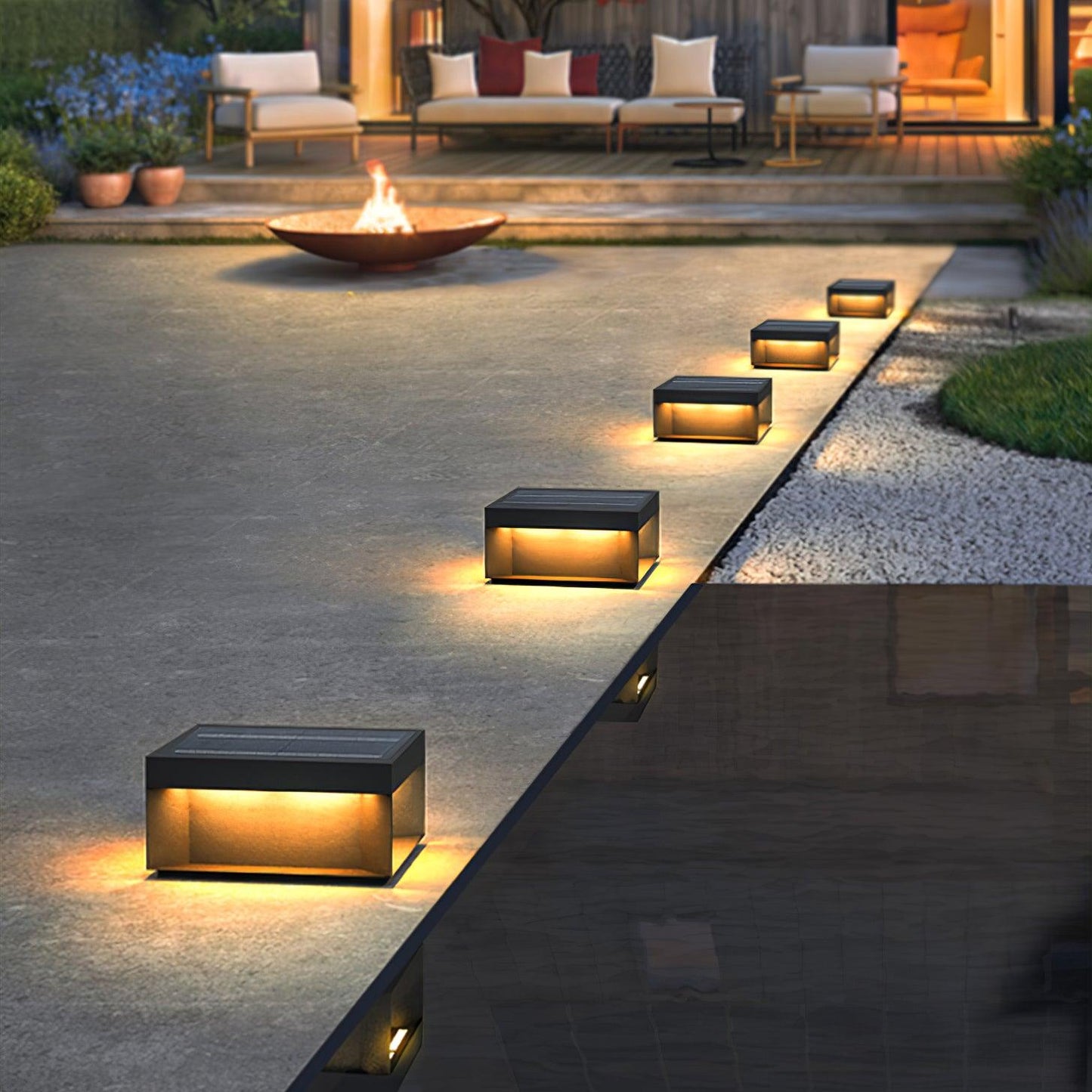 Buiten Tuinlamp Vierkant — Waterdicht IP65 Sokkel Verlichting Zwart Metaal & Matglas — 20×20×10 cm / 30×30×15 cm / 40×40×20 cm / 50×50×35 cm — Solarpaneel of Netaansluiting — 3000K/4000K/6000K — Oprit, Terras, Pad & Hek