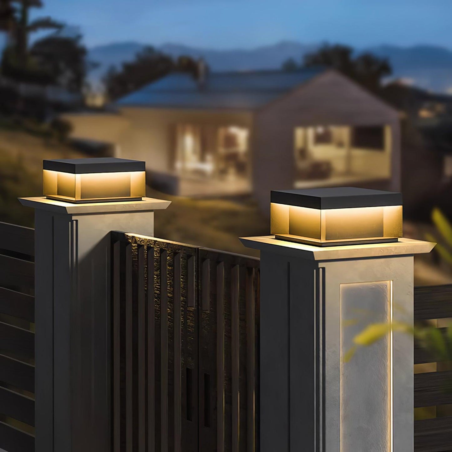 Solar Tuinpaal Verlichting Modern IP65 Zwart Aluminium Wegverlichting Waterdicht voor Tuin Oprit Terras