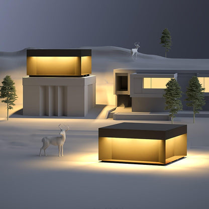 Buiten Tuinlamp Vierkant — Waterdicht IP65 Sokkel Verlichting Zwart Metaal & Matglas — 20×20×10 cm / 30×30×15 cm / 40×40×20 cm / 50×50×35 cm — Solarpaneel of Netaansluiting — 3000K/4000K/6000K — Oprit, Terras, Pad & Hek