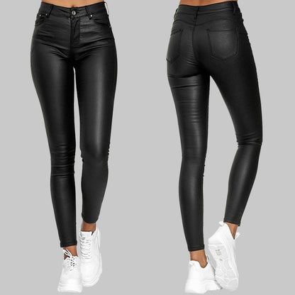 Dames Hoge Taille Broek Zwart Stretch Stof - StudioMarella
