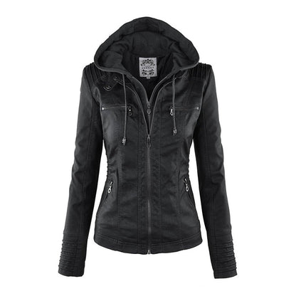 Dames Lederjas Waterdicht met Afneembare Capuchon