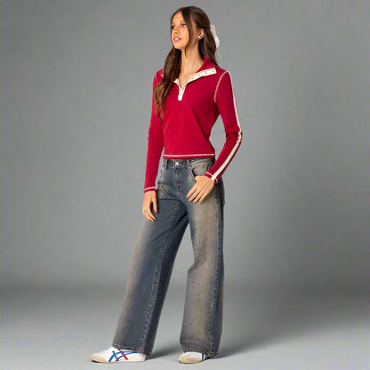 Roxy Low-Rise Jeans Comfortabel Stretch Y2K Stijl