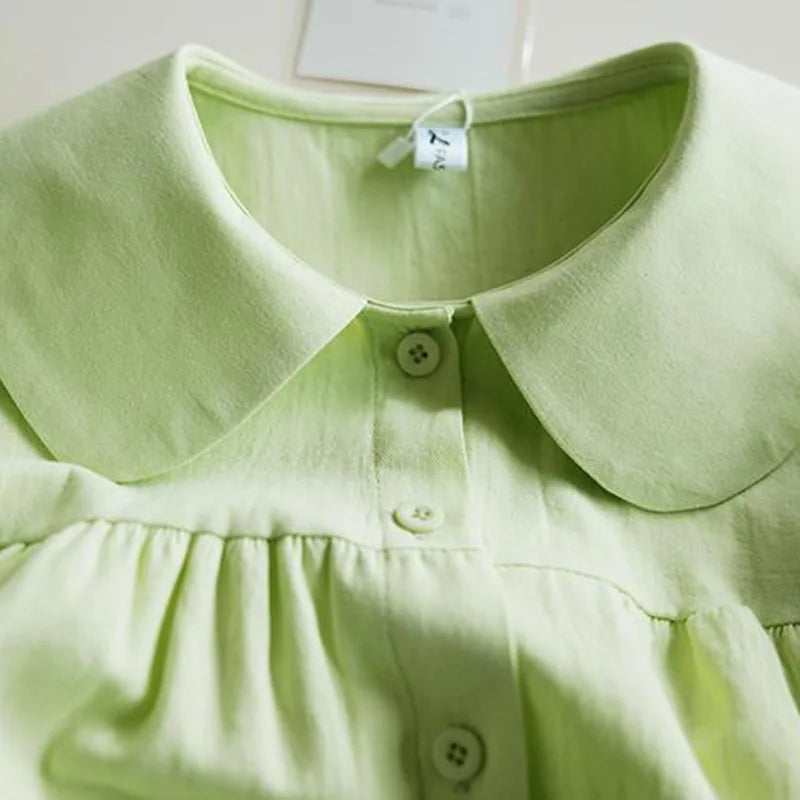 Blouse met Peter Pan Kraag voor Vrouw Blauw Zacht
