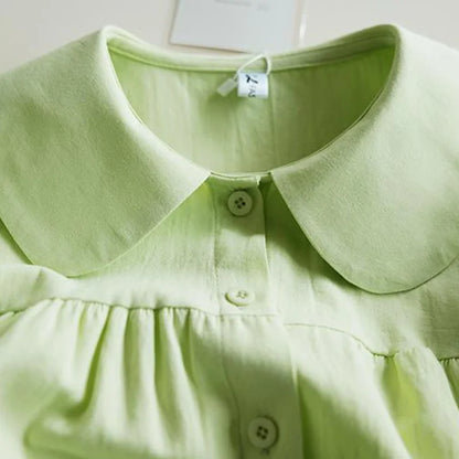 Blouse met Peter Pan Kraag voor Vrouw Blauw Zacht