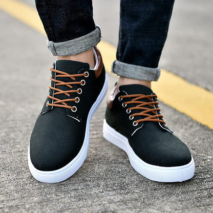 Heren Sneakers Leren Casual Schoenen Zwart Stijlvol