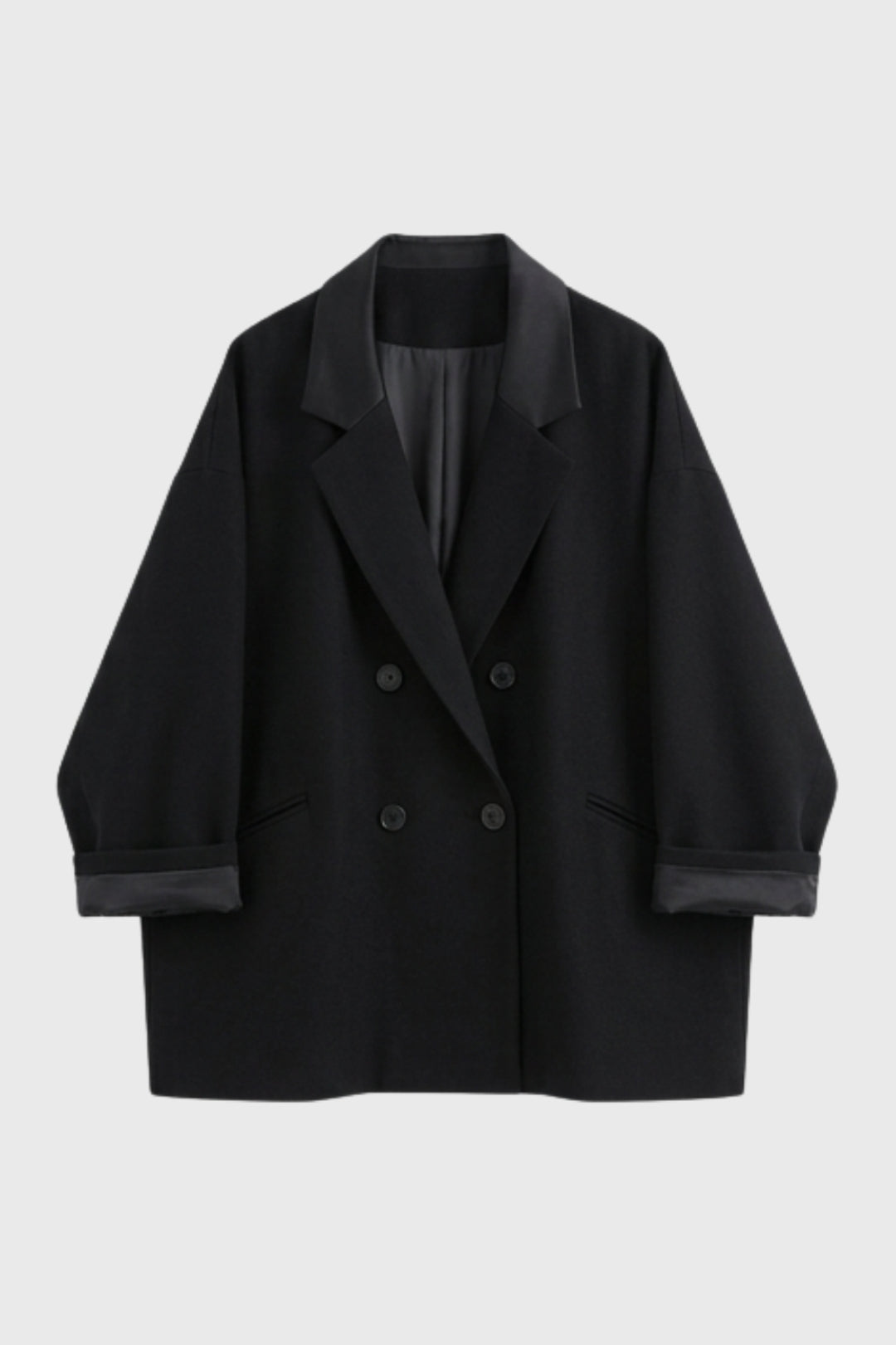 Dames Blazer Oversized Dubbele Knopen Elegant Zwart - StudioMarella