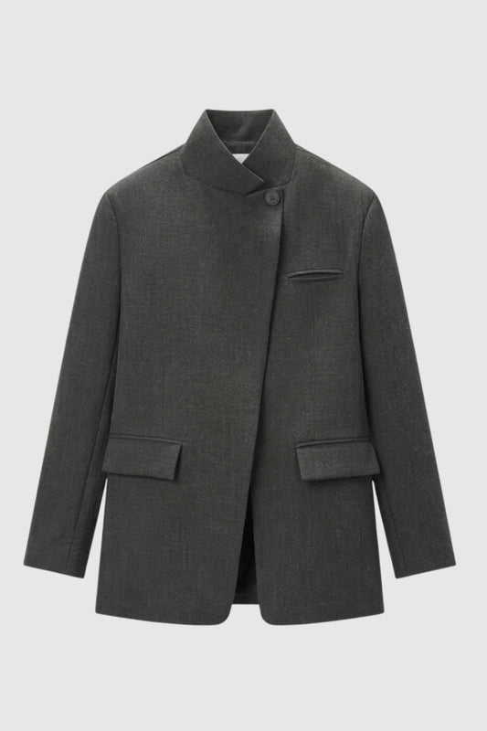 Dames Blazer Oversized Klassieke Snit Met Opstaande Kraag - StudioMarella
