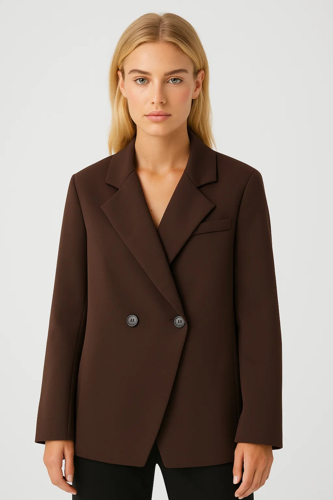 Dames Blazer Lichtgewicht Dubbelrijige Knopen Trendy Snit - StudioMarella