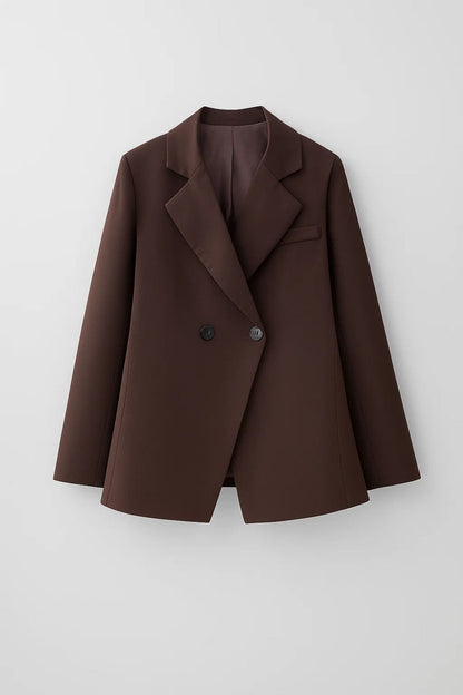 Dames Blazer Lichtgewicht Dubbelrijige Knopen Trendy Snit