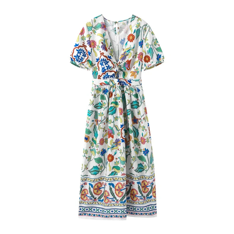 Bloemenprint Maxi Jurk Zomerjurk Vrouw Vrolijk