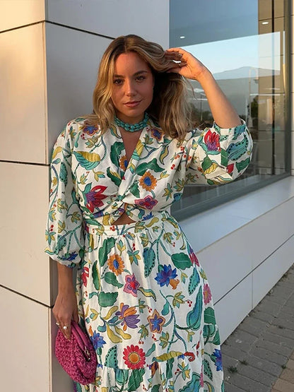 Bloemenprint Maxi Jurk Zomerjurk Vrouw Vrolijk