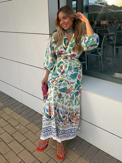 Bloemenprint Maxi Jurk Zomerjurk Vrouw Vrolijk - StudioMarella