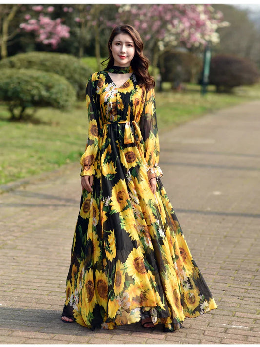 Bloemen Jurk Maxi Zomerjurk Met Gedrukt Print - StudioMarella