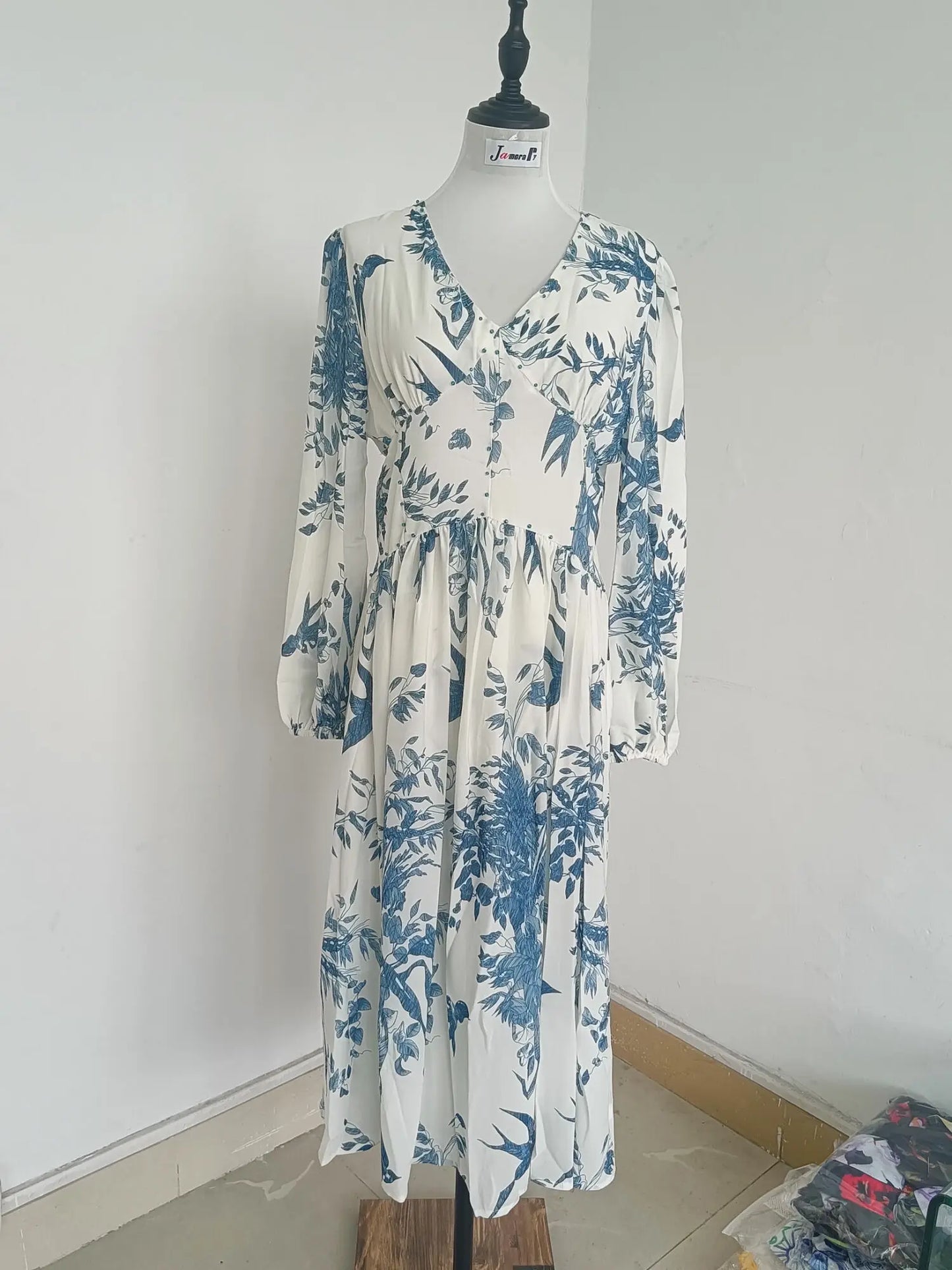 Jurk Met Bloemenprint en Lantaarnmouwen Vrouwelijk Elegant