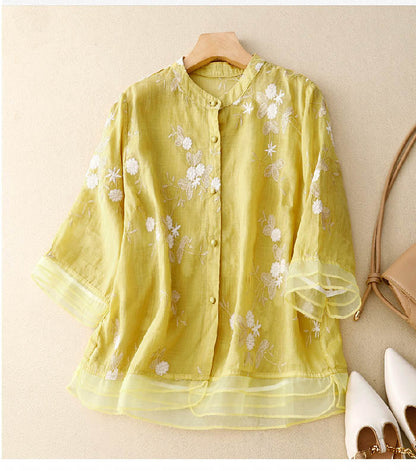 Bloemen Blouse Met Knopen | Damesmode 3/4 Mouwen 6