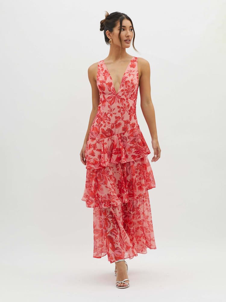 Bloemen Maxi Jurk | Lange Jurk Dames Lente Asymmetrisch 1
