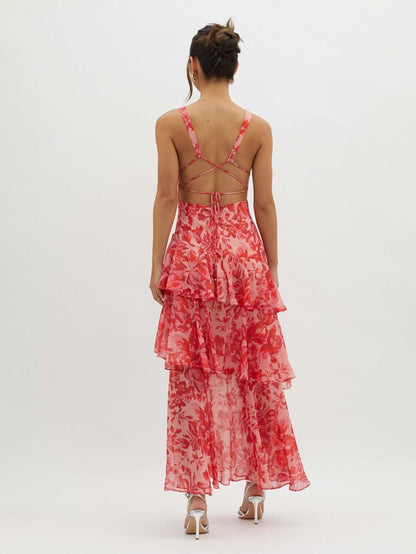 Bloemen Maxi Jurk | Lange Jurk Dames Lente Asymmetrisch 2