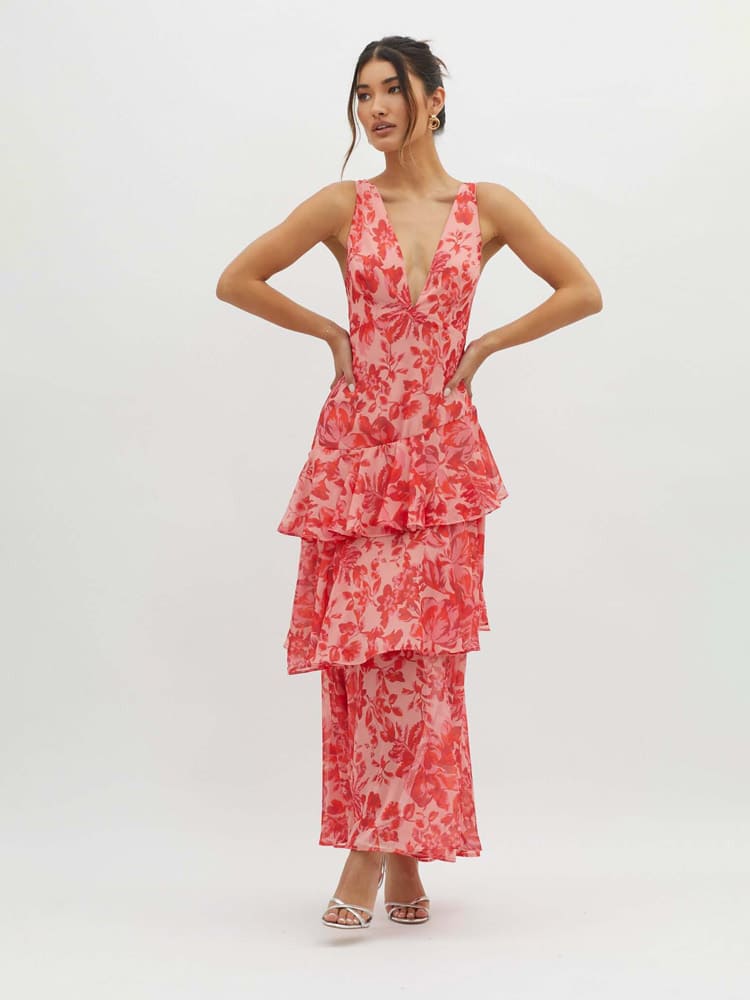 Bloemen Maxi Jurk | Lange Jurk Dames Lente Asymmetrisch 3