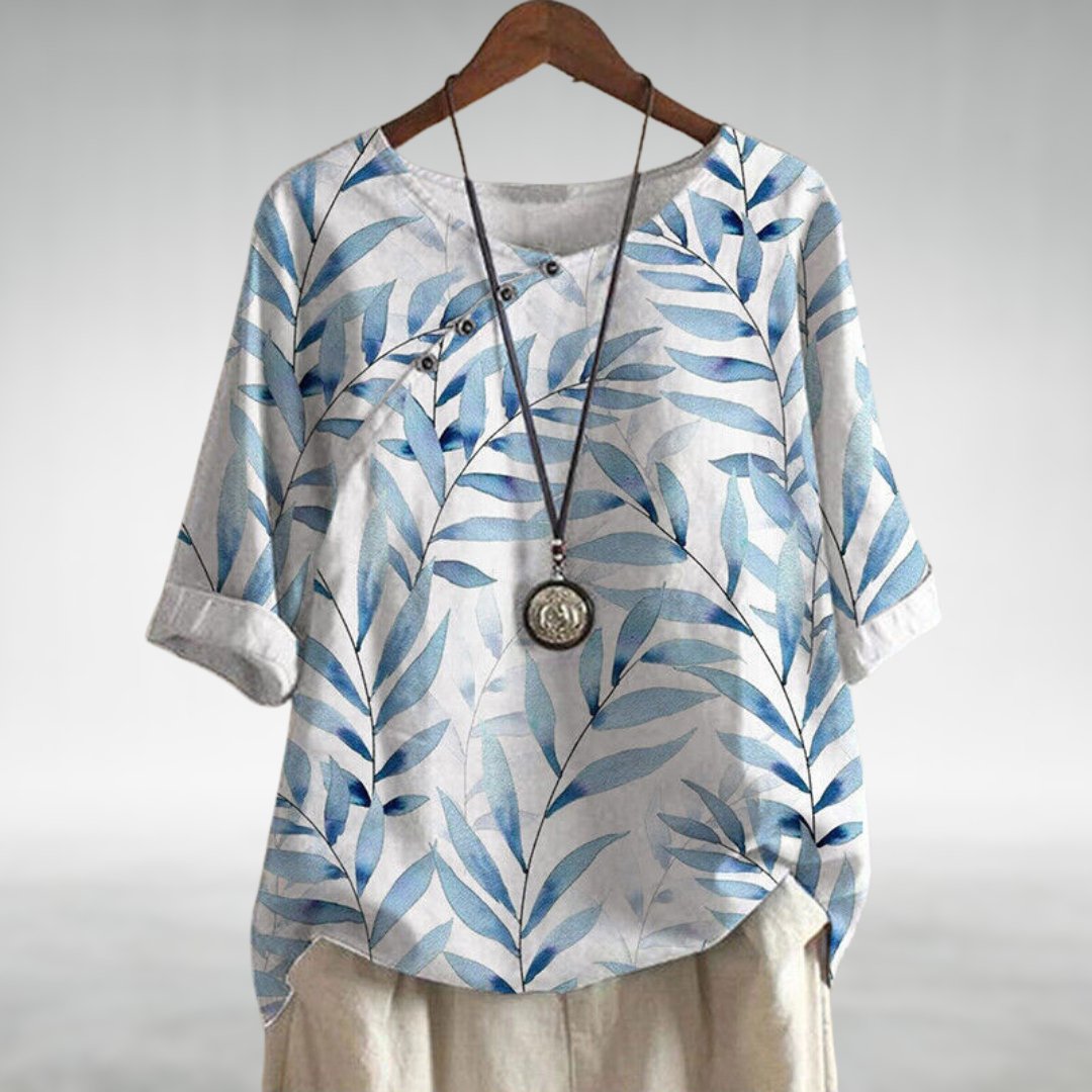 Bloemenblouse Met Knopen | Dames Blouse 3/4 Mouw 2