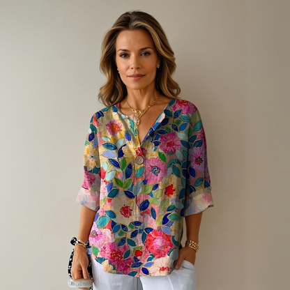 Vrouwelijke Bloemen Blouse Met Kraag - StudioMarella
