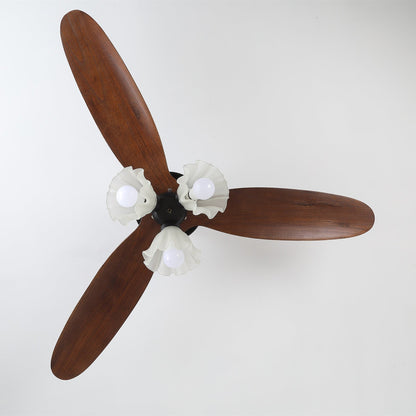 Plafondventilator met Verlichting – Scandinavische Ventilator met Lamp – Houten Bladen en LED-Verlichting