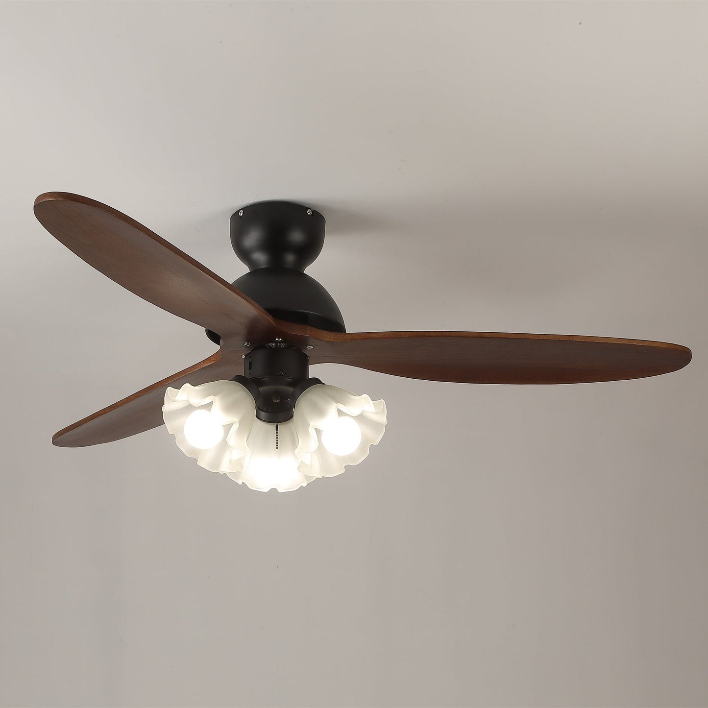 Plafondventilator met Verlichting – Scandinavische Ventilator met Lamp – Houten Bladen en LED-Verlichting