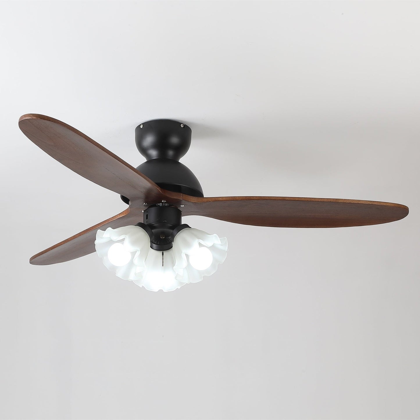 Plafondventilator met Verlichting – Scandinavische Ventilator met Lamp – Houten Bladen en LED-Verlichting