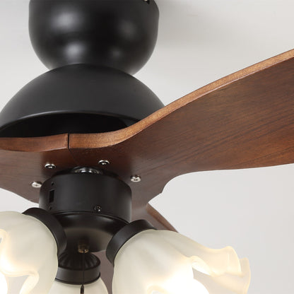 Plafondventilator met Verlichting – Scandinavische Ventilator met Lamp – Houten Bladen en LED-Verlichting